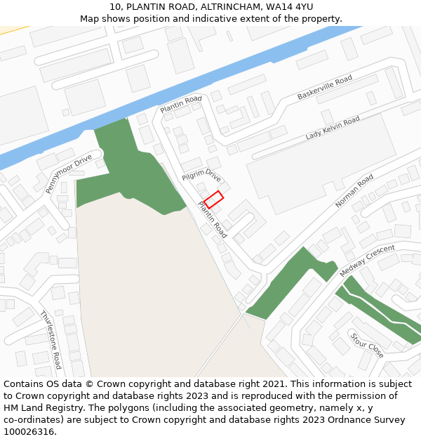 10, PLANTIN ROAD, ALTRINCHAM, WA14 4YU: Location map and indicative extent of plot