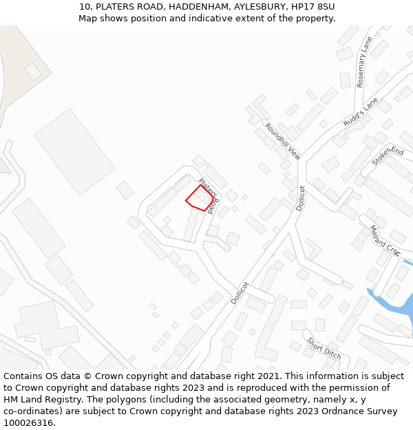 10, PLATERS ROAD, HADDENHAM, AYLESBURY, HP17 8SU: Location map and indicative extent of plot