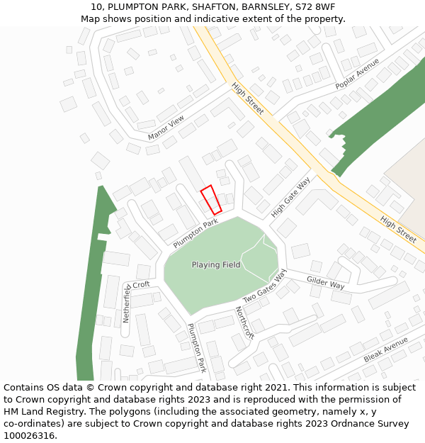 10, PLUMPTON PARK, SHAFTON, BARNSLEY, S72 8WF: Location map and indicative extent of plot