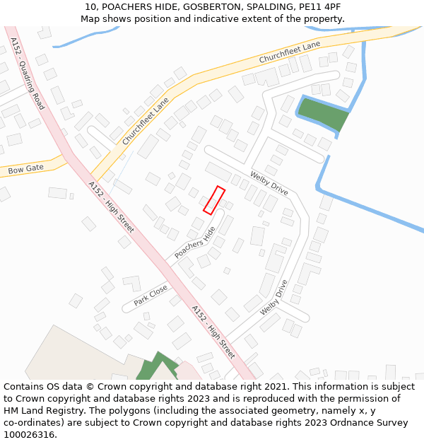 10, POACHERS HIDE, GOSBERTON, SPALDING, PE11 4PF: Location map and indicative extent of plot