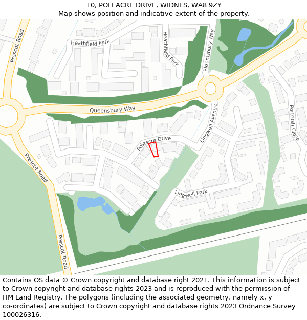 10, POLEACRE DRIVE, WIDNES, WA8 9ZY: Location map and indicative extent of plot