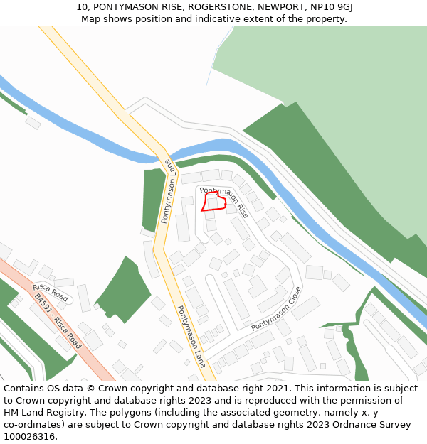 10, PONTYMASON RISE, ROGERSTONE, NEWPORT, NP10 9GJ: Location map and indicative extent of plot