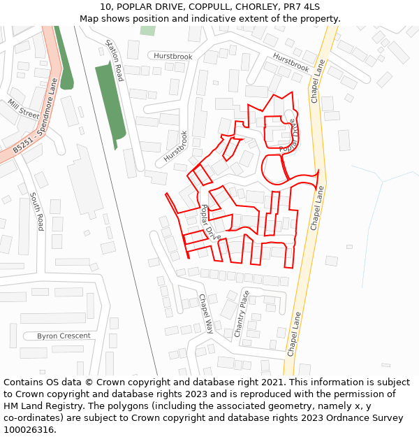 10, POPLAR DRIVE, COPPULL, CHORLEY, PR7 4LS: Location map and indicative extent of plot