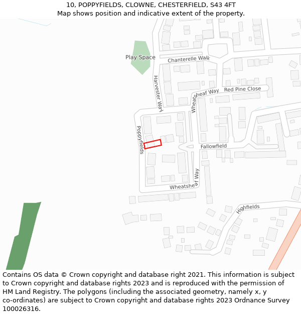 10, POPPYFIELDS, CLOWNE, CHESTERFIELD, S43 4FT: Location map and indicative extent of plot