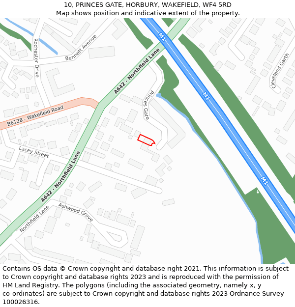 10, PRINCES GATE, HORBURY, WAKEFIELD, WF4 5RD: Location map and indicative extent of plot