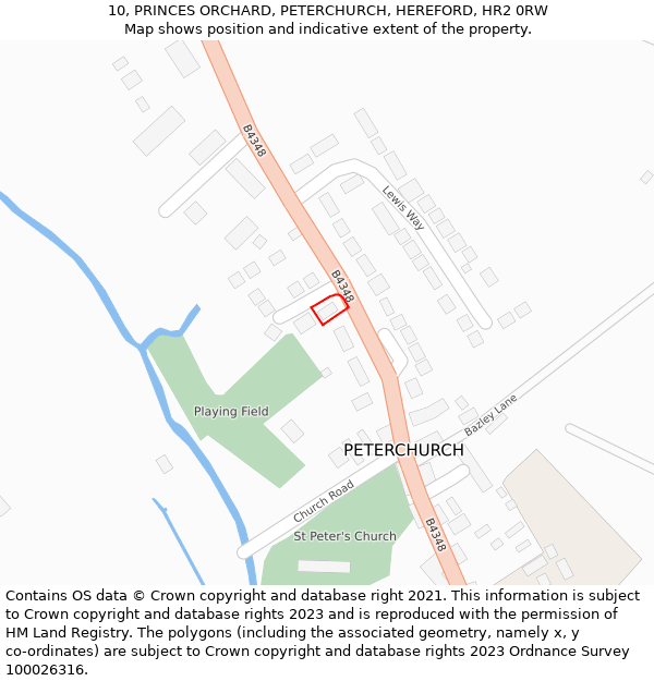 10, PRINCES ORCHARD, PETERCHURCH, HEREFORD, HR2 0RW: Location map and indicative extent of plot