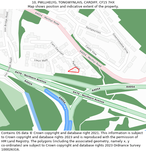 10, PWLLHELYG, TONGWYNLAIS, CARDIFF, CF15 7HX: Location map and indicative extent of plot