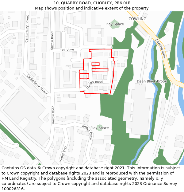 10, QUARRY ROAD, CHORLEY, PR6 0LR: Location map and indicative extent of plot