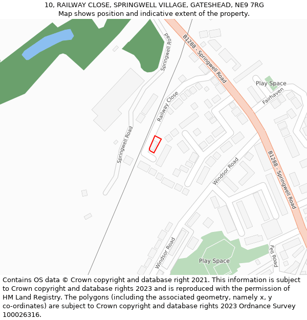 10, RAILWAY CLOSE, SPRINGWELL VILLAGE, GATESHEAD, NE9 7RG: Location map and indicative extent of plot