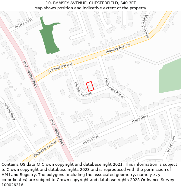 10, RAMSEY AVENUE, CHESTERFIELD, S40 3EF: Location map and indicative extent of plot