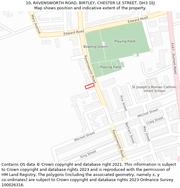 10, RAVENSWORTH ROAD, BIRTLEY, CHESTER LE STREET, DH3 1EJ: Location map and indicative extent of plot