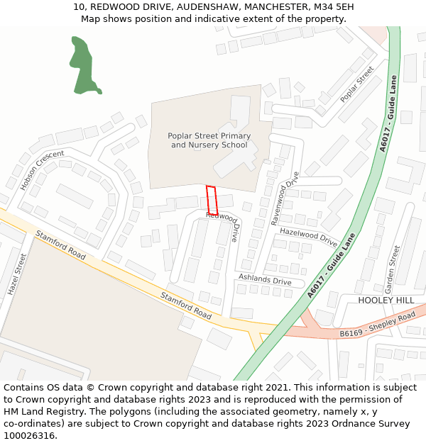 10, REDWOOD DRIVE, AUDENSHAW, MANCHESTER, M34 5EH: Location map and indicative extent of plot