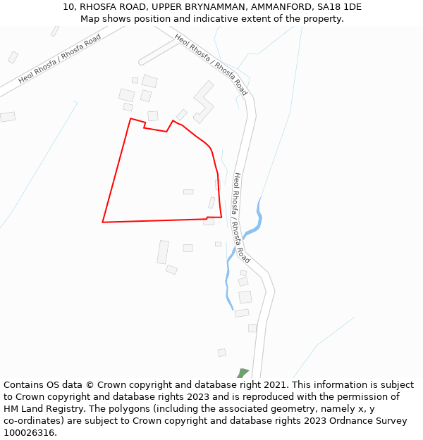 10, RHOSFA ROAD, UPPER BRYNAMMAN, AMMANFORD, SA18 1DE: Location map and indicative extent of plot