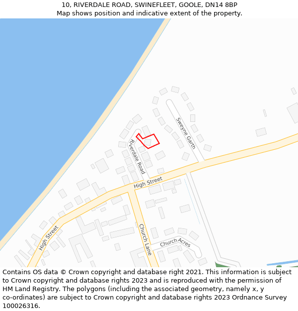 10, RIVERDALE ROAD, SWINEFLEET, GOOLE, DN14 8BP: Location map and indicative extent of plot