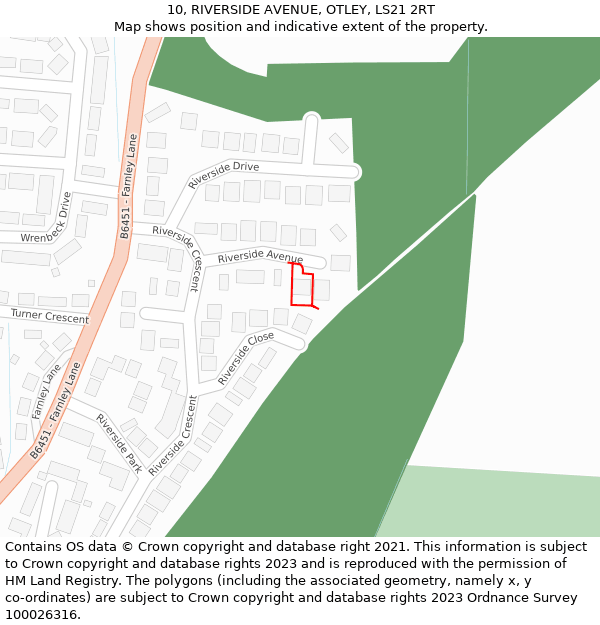 10, RIVERSIDE AVENUE, OTLEY, LS21 2RT: Location map and indicative extent of plot