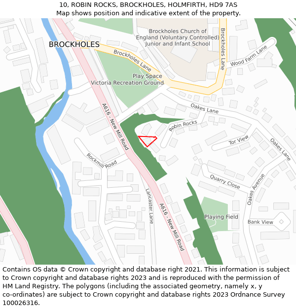 10, ROBIN ROCKS, BROCKHOLES, HOLMFIRTH, HD9 7AS: Location map and indicative extent of plot