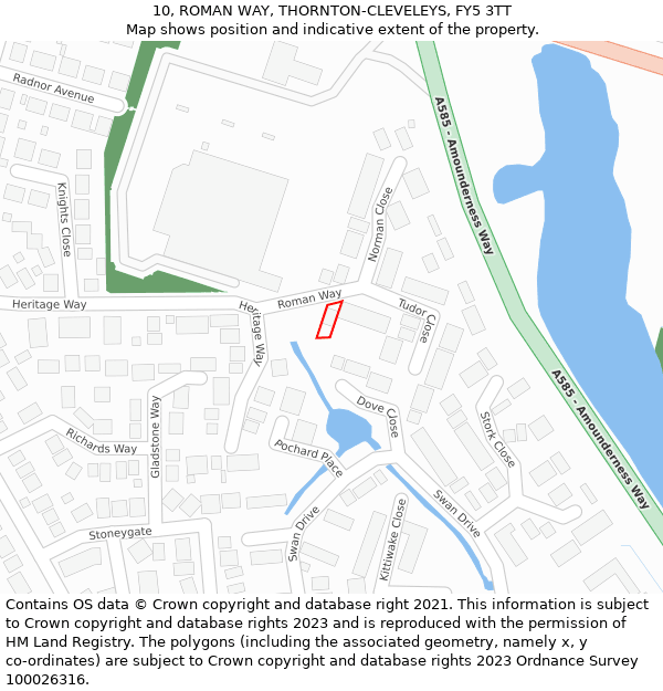 10, ROMAN WAY, THORNTON-CLEVELEYS, FY5 3TT: Location map and indicative extent of plot