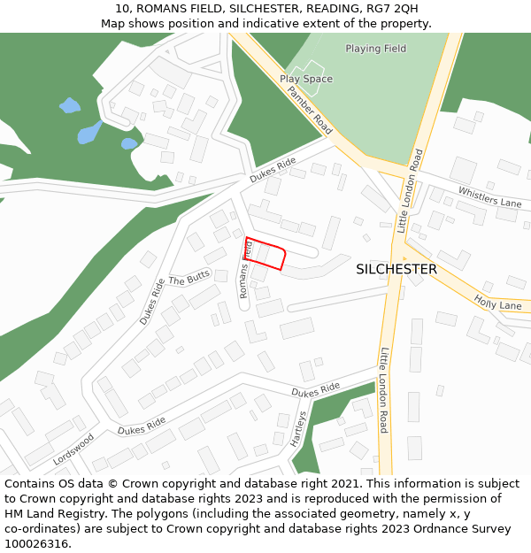 10, ROMANS FIELD, SILCHESTER, READING, RG7 2QH: Location map and indicative extent of plot