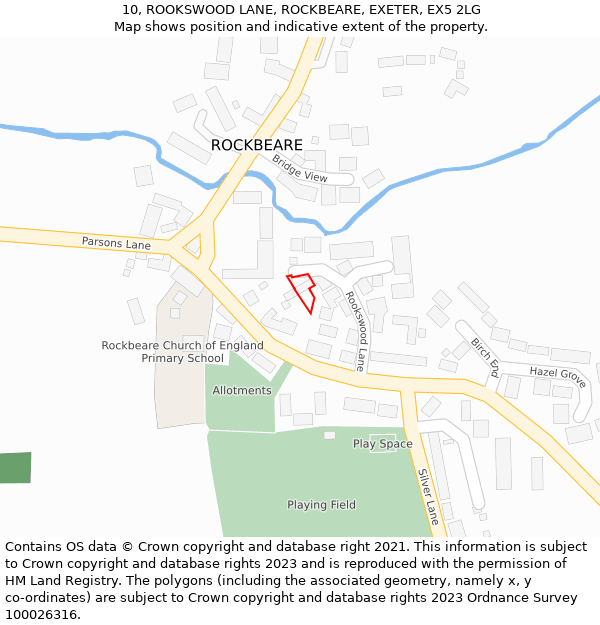 10, ROOKSWOOD LANE, ROCKBEARE, EXETER, EX5 2LG: Location map and indicative extent of plot