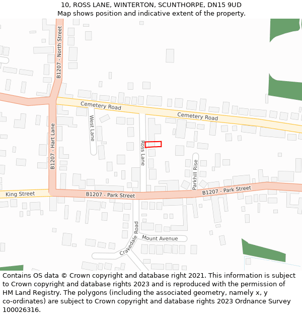 10, ROSS LANE, WINTERTON, SCUNTHORPE, DN15 9UD: Location map and indicative extent of plot