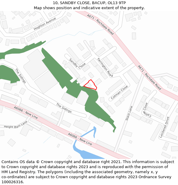 10, SANDBY CLOSE, BACUP, OL13 9TP: Location map and indicative extent of plot