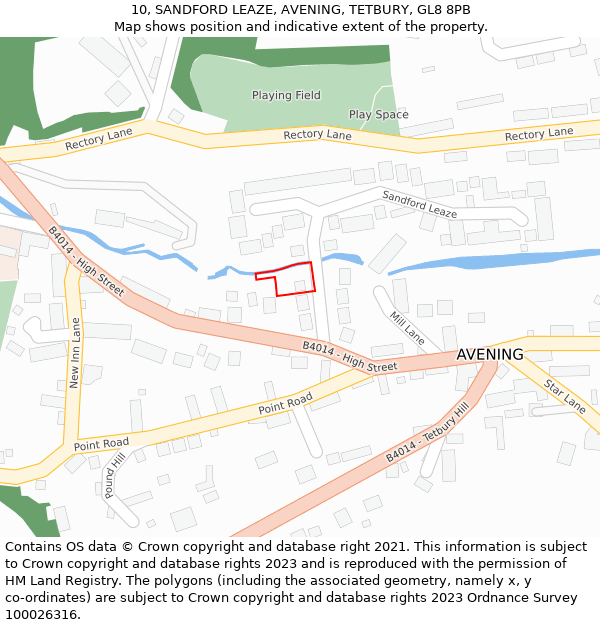 10, SANDFORD LEAZE, AVENING, TETBURY, GL8 8PB: Location map and indicative extent of plot