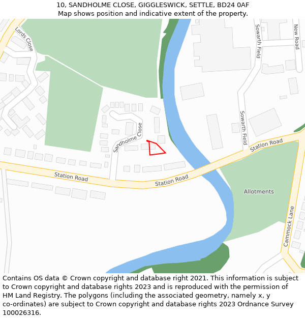 10, SANDHOLME CLOSE, GIGGLESWICK, SETTLE, BD24 0AF: Location map and indicative extent of plot