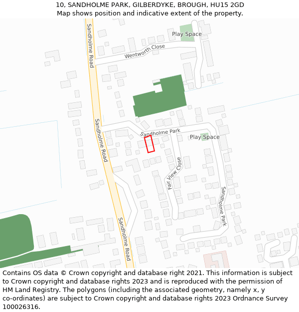 10, SANDHOLME PARK, GILBERDYKE, BROUGH, HU15 2GD: Location map and indicative extent of plot