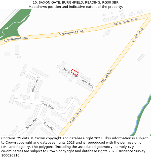 10, SAXON GATE, BURGHFIELD, READING, RG30 3BR: Location map and indicative extent of plot