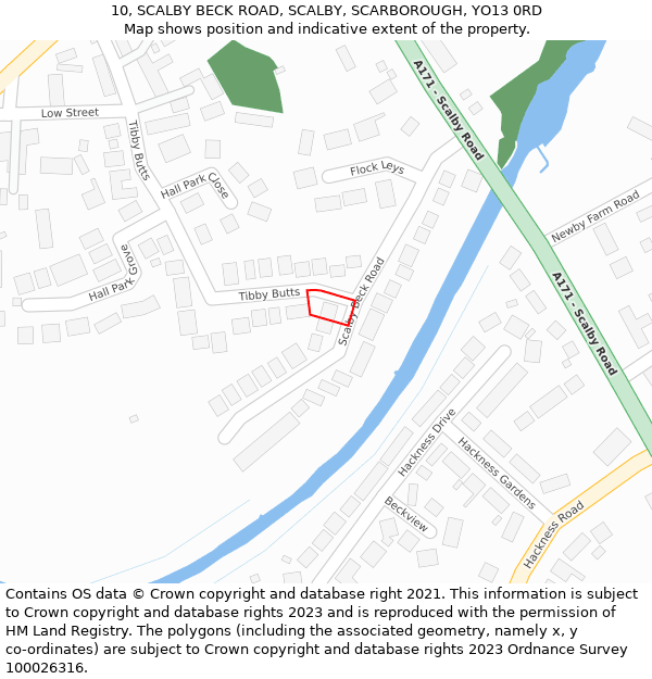 10, SCALBY BECK ROAD, SCALBY, SCARBOROUGH, YO13 0RD: Location map and indicative extent of plot
