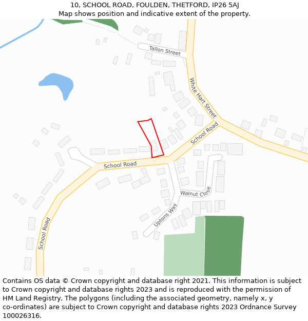 10, SCHOOL ROAD, FOULDEN, THETFORD, IP26 5AJ: Location map and indicative extent of plot