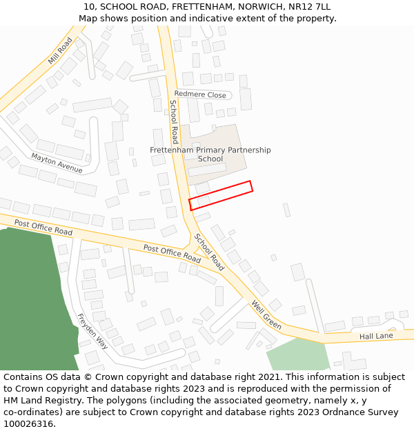 10, SCHOOL ROAD, FRETTENHAM, NORWICH, NR12 7LL: Location map and indicative extent of plot