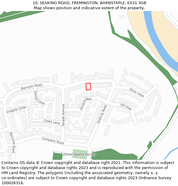 10, SEAKING ROAD, FREMINGTON, BARNSTAPLE, EX31 3GB: Location map and indicative extent of plot