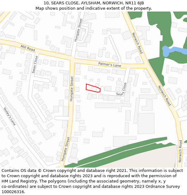 10, SEARS CLOSE, AYLSHAM, NORWICH, NR11 6JB: Location map and indicative extent of plot