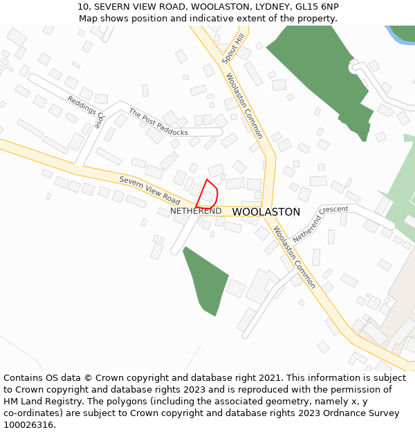 10, SEVERN VIEW ROAD, WOOLASTON, LYDNEY, GL15 6NP: Location map and indicative extent of plot