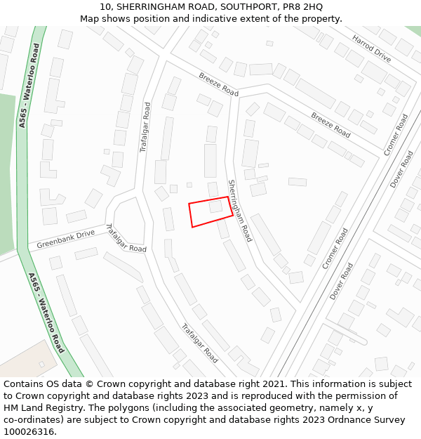 10, SHERRINGHAM ROAD, SOUTHPORT, PR8 2HQ: Location map and indicative extent of plot