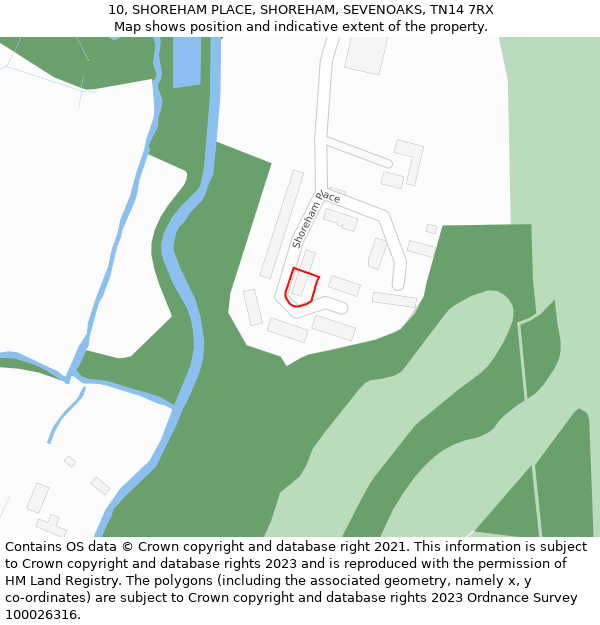 10, SHOREHAM PLACE, SHOREHAM, SEVENOAKS, TN14 7RX: Location map and indicative extent of plot