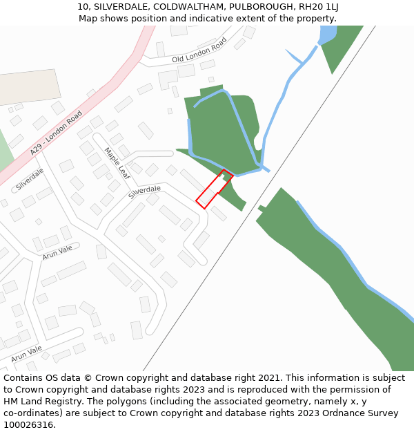 10, SILVERDALE, COLDWALTHAM, PULBOROUGH, RH20 1LJ: Location map and indicative extent of plot