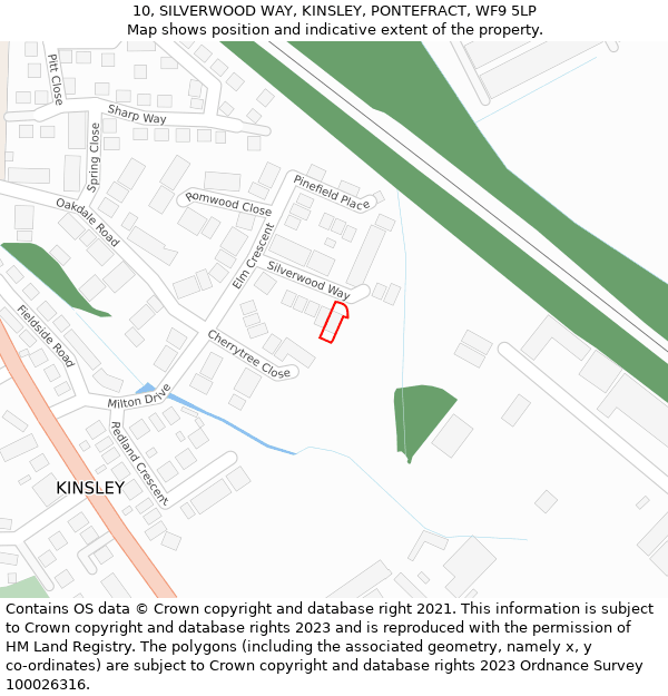 10, SILVERWOOD WAY, KINSLEY, PONTEFRACT, WF9 5LP: Location map and indicative extent of plot