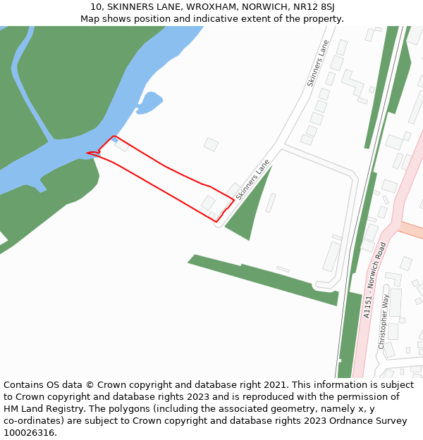 10, SKINNERS LANE, WROXHAM, NORWICH, NR12 8SJ: Location map and indicative extent of plot
