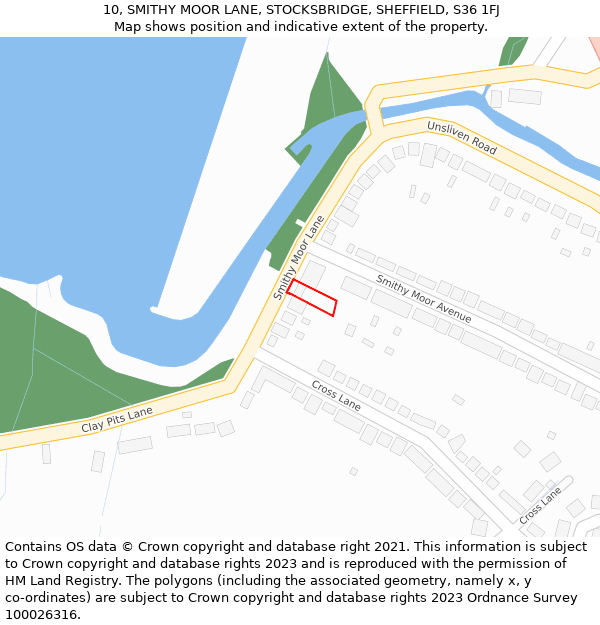 10, SMITHY MOOR LANE, STOCKSBRIDGE, SHEFFIELD, S36 1FJ: Location map and indicative extent of plot