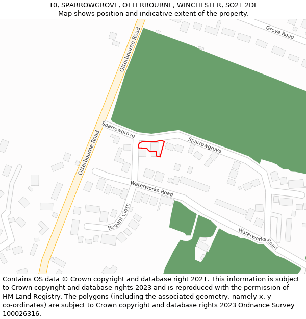 10, SPARROWGROVE, OTTERBOURNE, WINCHESTER, SO21 2DL: Location map and indicative extent of plot