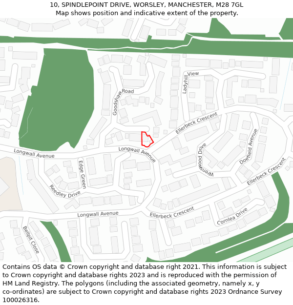 10, SPINDLEPOINT DRIVE, WORSLEY, MANCHESTER, M28 7GL: Location map and indicative extent of plot
