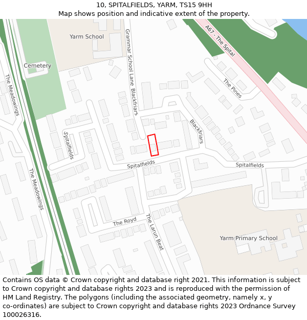 10, SPITALFIELDS, YARM, TS15 9HH: Location map and indicative extent of plot