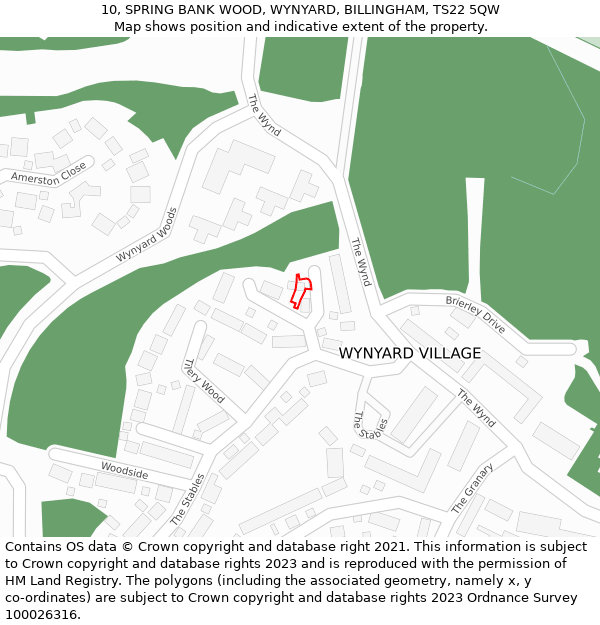 10, SPRING BANK WOOD, WYNYARD, BILLINGHAM, TS22 5QW: Location map and indicative extent of plot