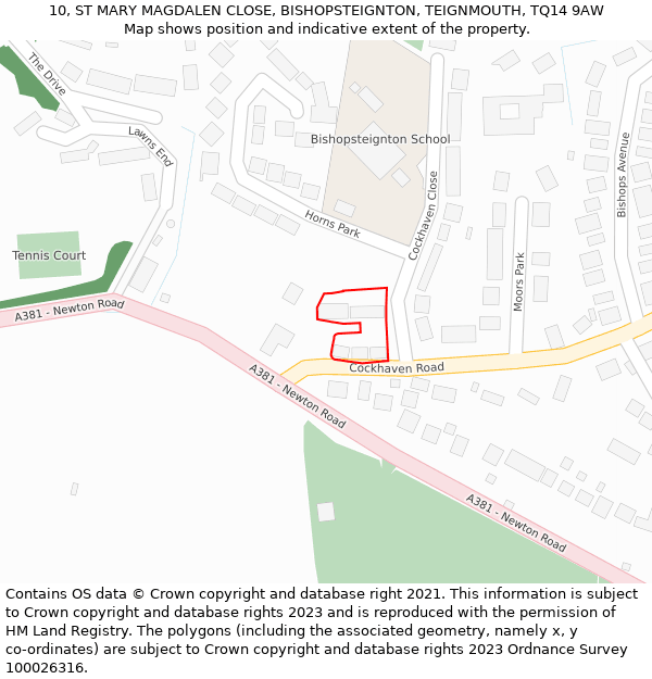 10, ST MARY MAGDALEN CLOSE, BISHOPSTEIGNTON, TEIGNMOUTH, TQ14 9AW: Location map and indicative extent of plot