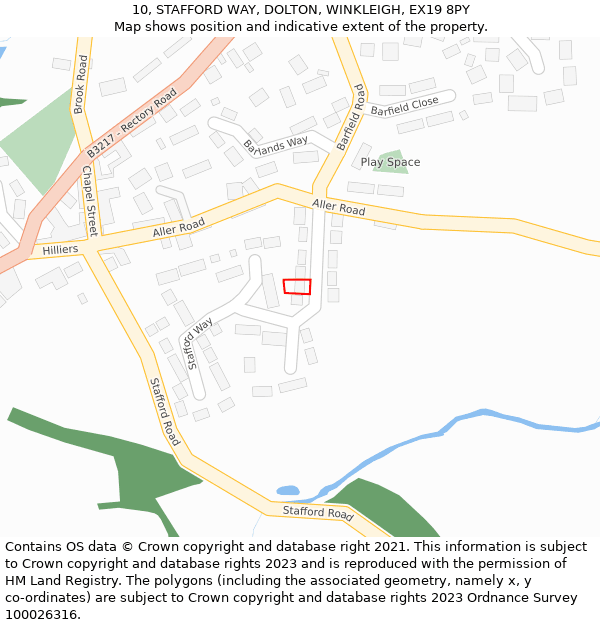 10, STAFFORD WAY, DOLTON, WINKLEIGH, EX19 8PY: Location map and indicative extent of plot