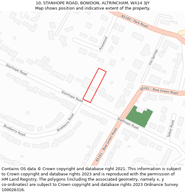 10, STANHOPE ROAD, BOWDON, ALTRINCHAM, WA14 3JY: Location map and indicative extent of plot