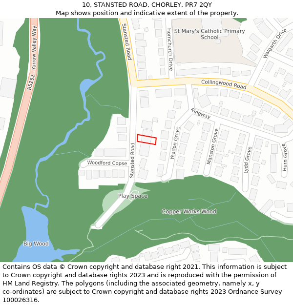 10, STANSTED ROAD, CHORLEY, PR7 2QY: Location map and indicative extent of plot