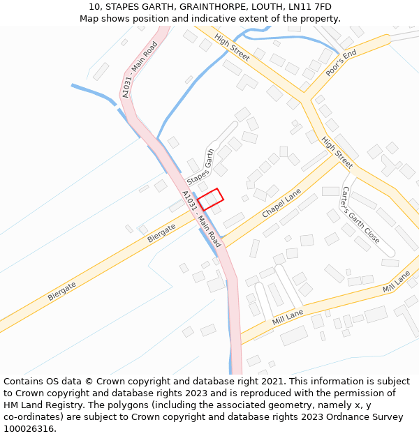 10, STAPES GARTH, GRAINTHORPE, LOUTH, LN11 7FD: Location map and indicative extent of plot